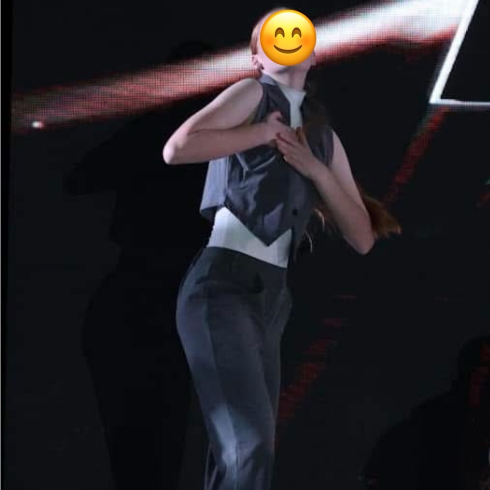 Gray Modern 3 piece Dance Costume Suit Vest Slacks Leotard
